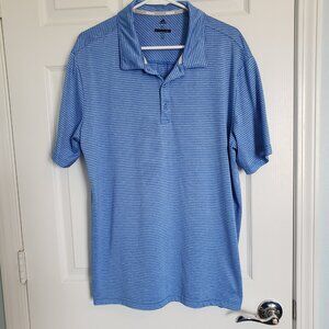 Adidas Golf Short Sleeve Polo Shirt Mens XL Blue Stripe Heather Casual Logo